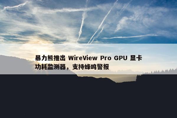 暴力熊推出 WireView Pro GPU 显卡功耗监测器，支持蜂鸣警报