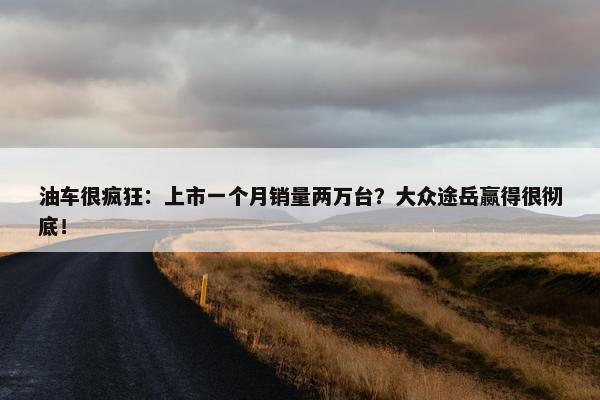 油车很疯狂：上市一个月销量两万台？大众途岳赢得很彻底！