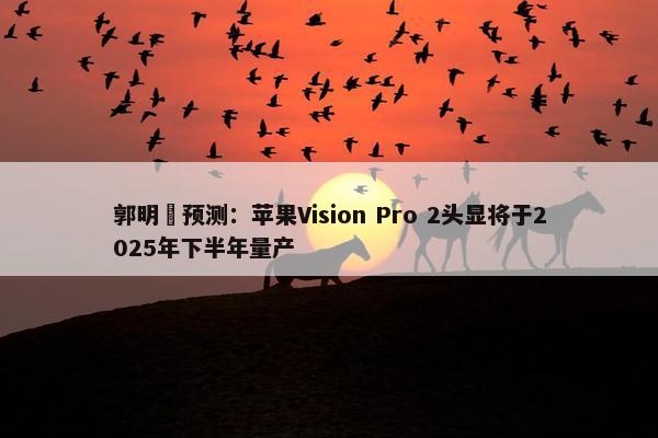 郭明錤预测：苹果Vision Pro 2头显将于2025年下半年量产