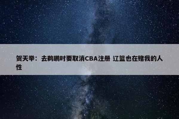 贺天举：去鹈鹕时要取消CBA注册 辽篮也在赌我的人性