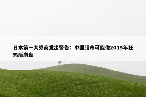 日本第一大券商发出警告：中国股市可能像2015年狂热后崩盘