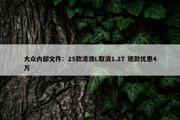 大众内部文件：25款凌渡L取消1.2T 现款优惠4万