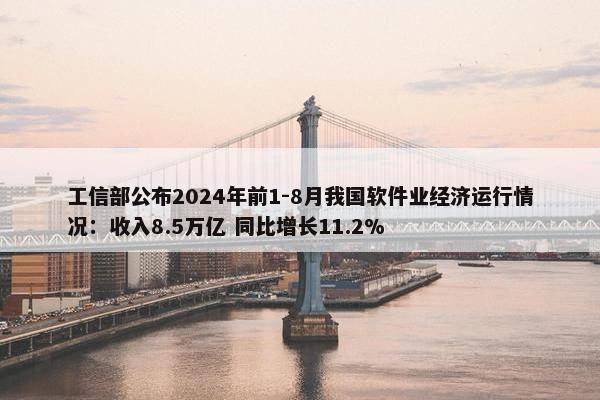 工信部公布2024年前1-8月我国软件业经济运行情况：收入8.5万亿 同比增长11.2%