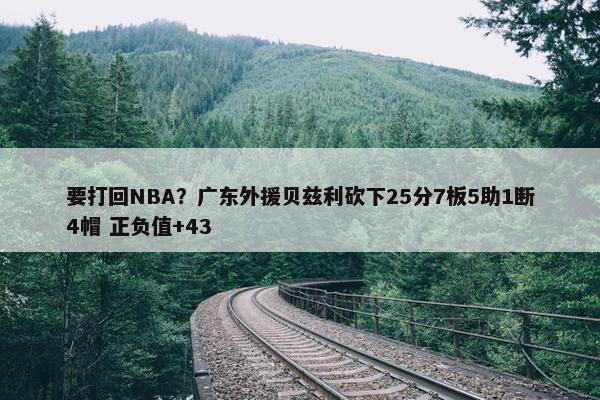 要打回NBA？广东外援贝兹利砍下25分7板5助1断4帽 正负值+43