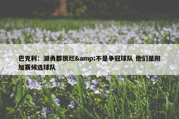 巴克利：湖勇都很烂&不是争冠球队 他们是附加赛候选球队