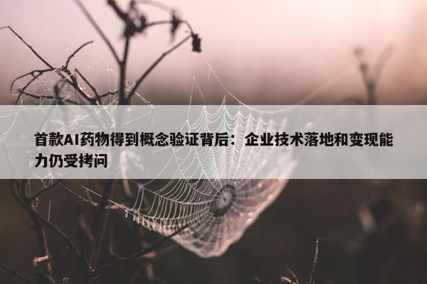 首款AI药物得到概念验证背后：企业技术落地和变现能力仍受拷问