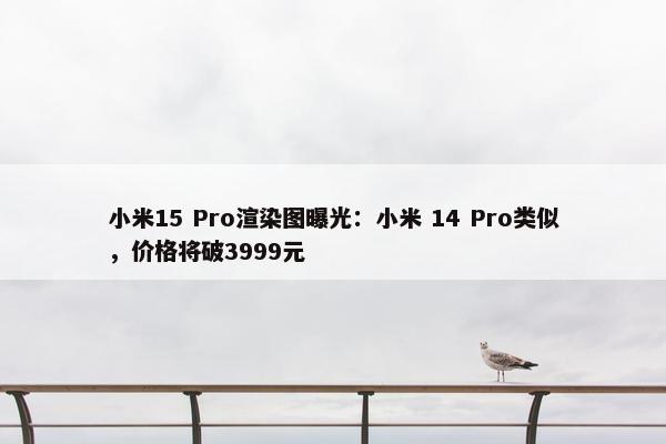 小米15 Pro渲染图曝光：小米 14 Pro类似，价格将破3999元