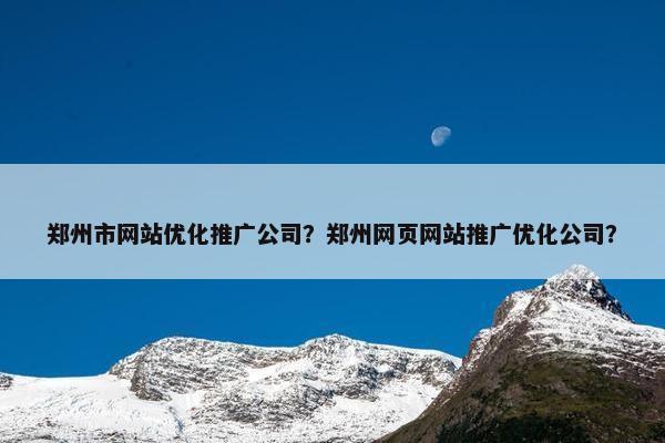 郑州市网站优化推广公司？郑州网页网站推广优化公司？