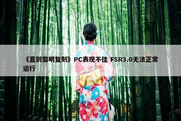 《直到黎明复刻》PC表现不佳 FSR3.0无法正常运行