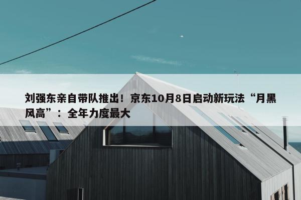 刘强东亲自带队推出！京东10月8日启动新玩法“月黑风高”：全年力度最大