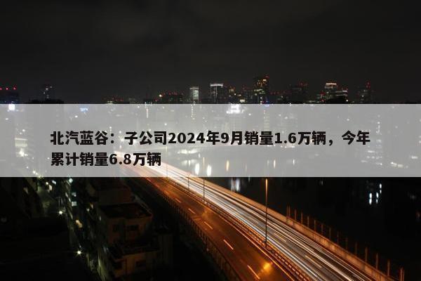 北汽蓝谷：子公司2024年9月销量1.6万辆，今年累计销量6.8万辆