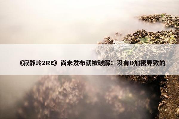 《寂静岭2RE》尚未发布就被破解：没有D加密导致的