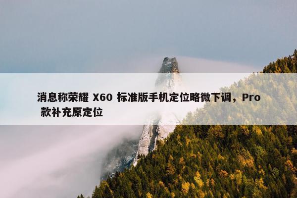 消息称荣耀 X60 标准版手机定位略微下调，Pro 款补充原定位