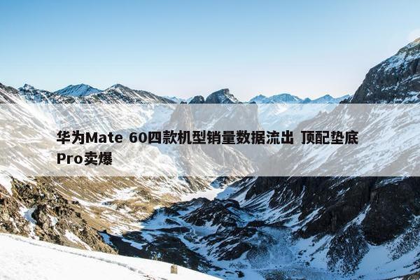 华为Mate 60四款机型销量数据流出 顶配垫底 Pro卖爆