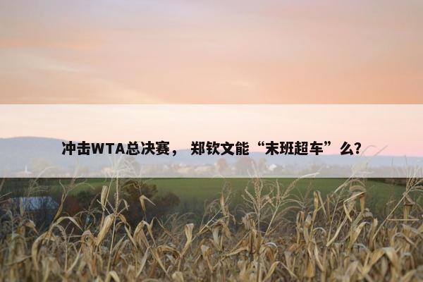 冲击WTA总决赛， 郑钦文能“末班超车”么？