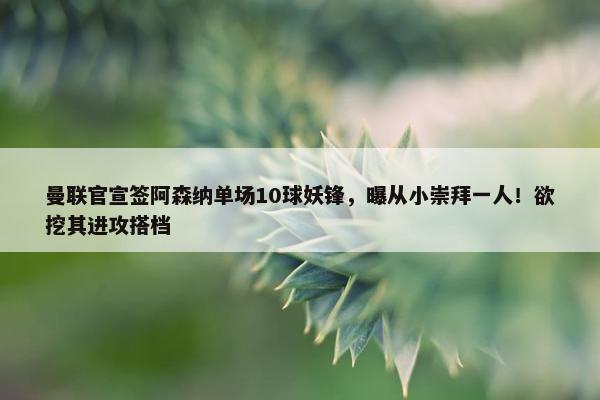 曼联官宣签阿森纳单场10球妖锋，曝从小崇拜一人！欲挖其进攻搭档