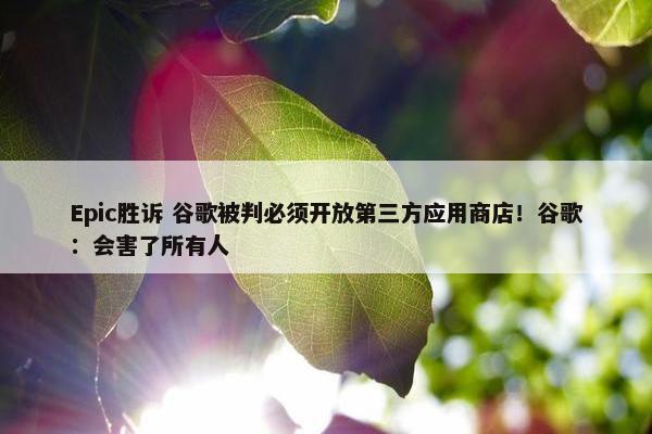 Epic胜诉 谷歌被判必须开放第三方应用商店！谷歌：会害了所有人