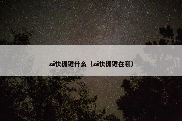 ai快捷键什么（ai快捷键在哪）