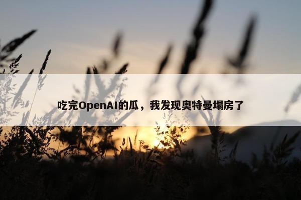 吃完OpenAI的瓜，我发现奥特曼塌房了