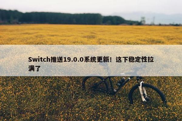 Switch推送19.0.0系统更新！这下稳定性拉满了