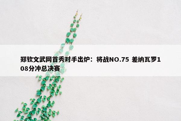 郑钦文武网首秀对手出炉：将战NO.75 差纳瓦罗108分冲总决赛