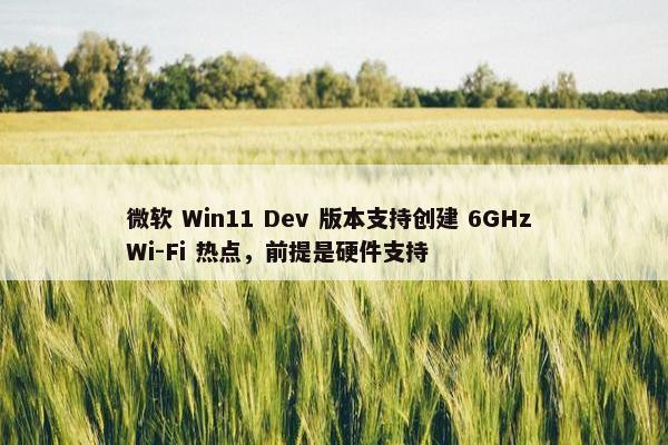 微软 Win11 Dev 版本支持创建 6GHz Wi-Fi 热点，前提是硬件支持