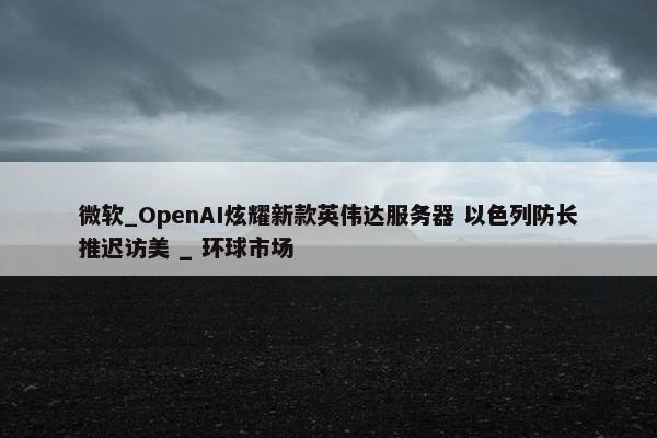 微软_OpenAI炫耀新款英伟达服务器 以色列防长推迟访美 _ 环球市场