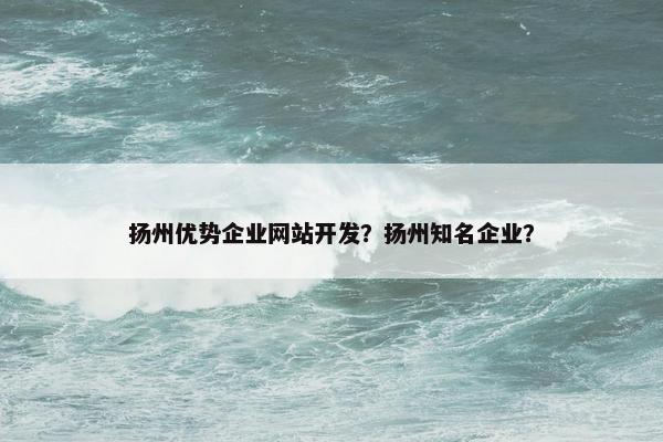 扬州优势企业网站开发？扬州知名企业？