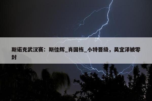 斯诺克武汉赛：斯佳辉_肖国栋_小特晋级，吴宜泽被零封