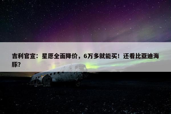 吉利官宣：星愿全面降价，6万多就能买！还看比亚迪海豚？