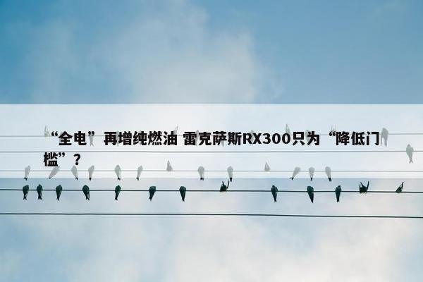 “全电”再增纯燃油 雷克萨斯RX300只为“降低门槛”？