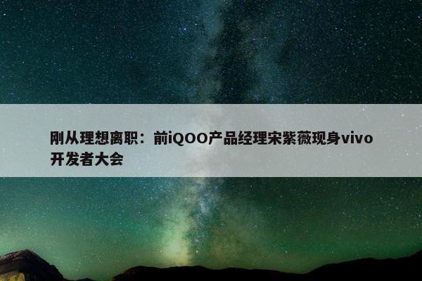 刚从理想离职：前iQOO产品经理宋紫薇现身vivo开发者大会