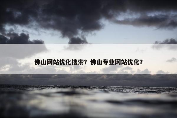 佛山网站优化搜索？佛山专业网站优化？