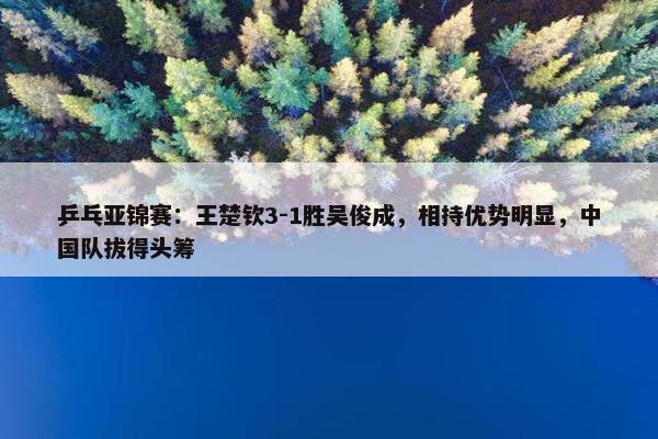 乒乓亚锦赛：王楚钦3-1胜吴俊成，相持优势明显，中国队拔得头筹