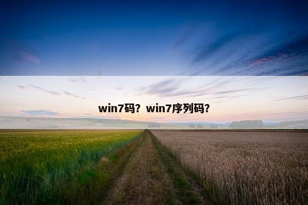 win7码？win7序列码？