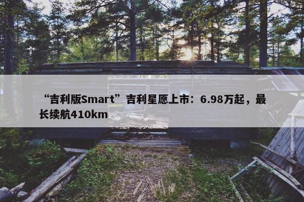 “吉利版Smart”吉利星愿上市：6.98万起，最长续航410km