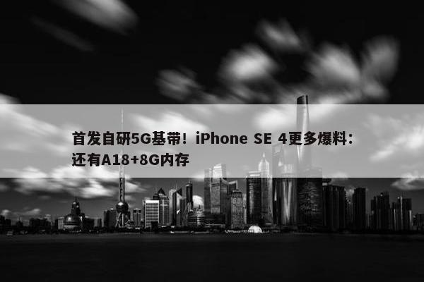 首发自研5G基带！iPhone SE 4更多爆料：还有A18+8G内存