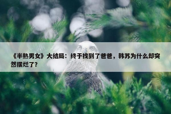 《半熟男女》大结局：终于找到了爸爸，韩苏为什么却突然摆烂了？