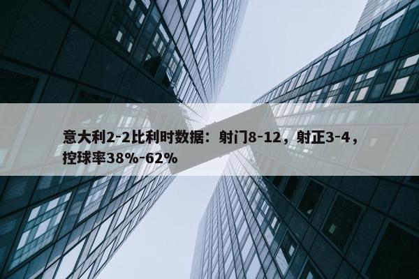 意大利2-2比利时数据：射门8-12，射正3-4，控球率38%-62%