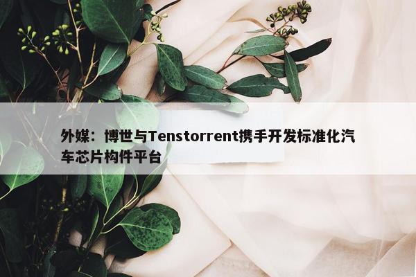 外媒：博世与Tenstorrent携手开发标准化汽车芯片构件平台