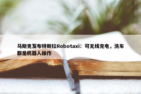 马斯克发布特斯拉Robotaxi：可无线充电，洗车都是机器人操作