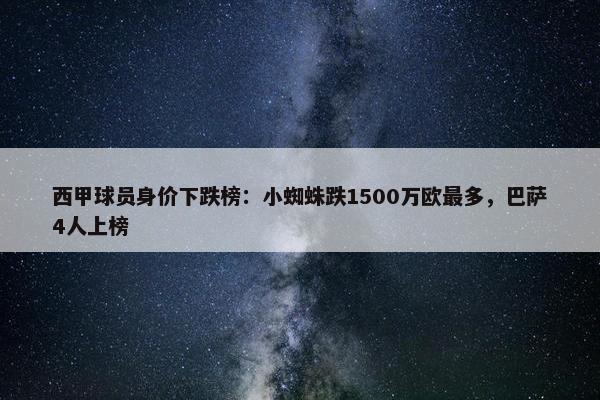 西甲球员身价下跌榜：小蜘蛛跌1500万欧最多，巴萨4人上榜