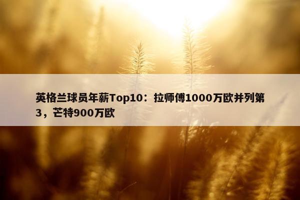 英格兰球员年薪Top10：拉师傅1000万欧并列第3，芒特900万欧