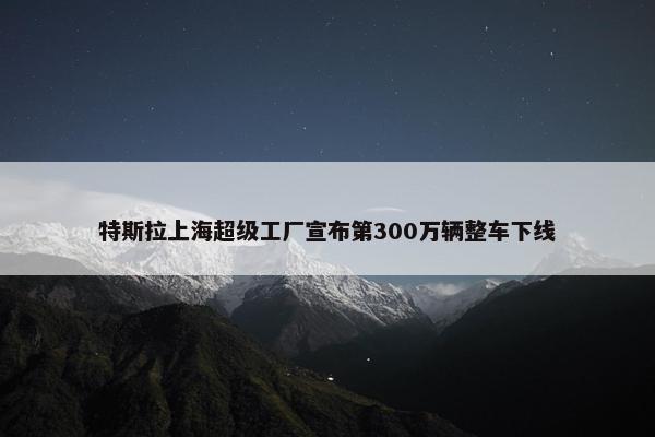 特斯拉上海超级工厂宣布第300万辆整车下线