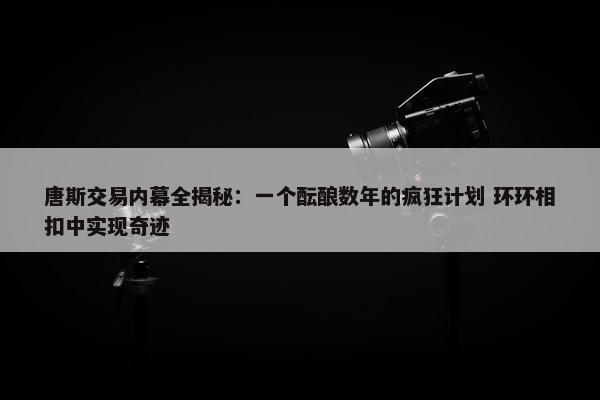 唐斯交易内幕全揭秘：一个酝酿数年的疯狂计划 环环相扣中实现奇迹