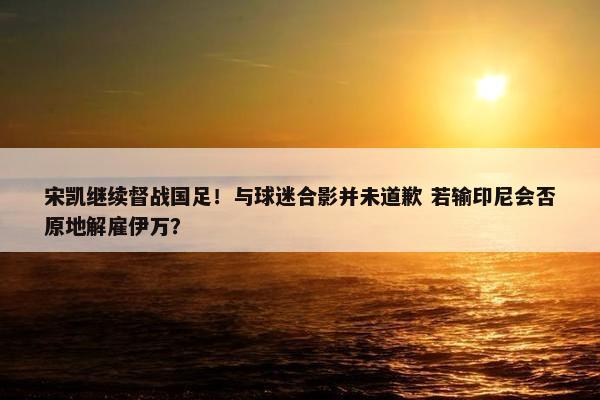 宋凯继续督战国足！与球迷合影并未道歉 若输印尼会否原地解雇伊万？