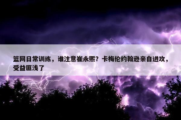 篮网日常训练，谁注意崔永熙？卡梅伦约翰逊亲自进攻，受益匪浅了