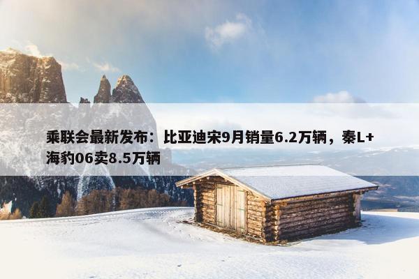 乘联会最新发布：比亚迪宋9月销量6.2万辆，秦L+海豹06卖8.5万辆