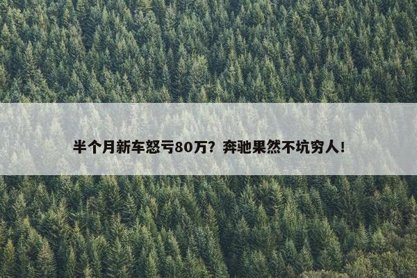 半个月新车怒亏80万？奔驰果然不坑穷人！