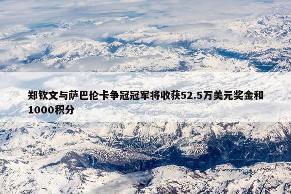 郑钦文与萨巴伦卡争冠冠军将收获52.5万美元奖金和1000积分